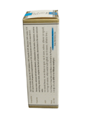 Box with text and a blue label on a white background