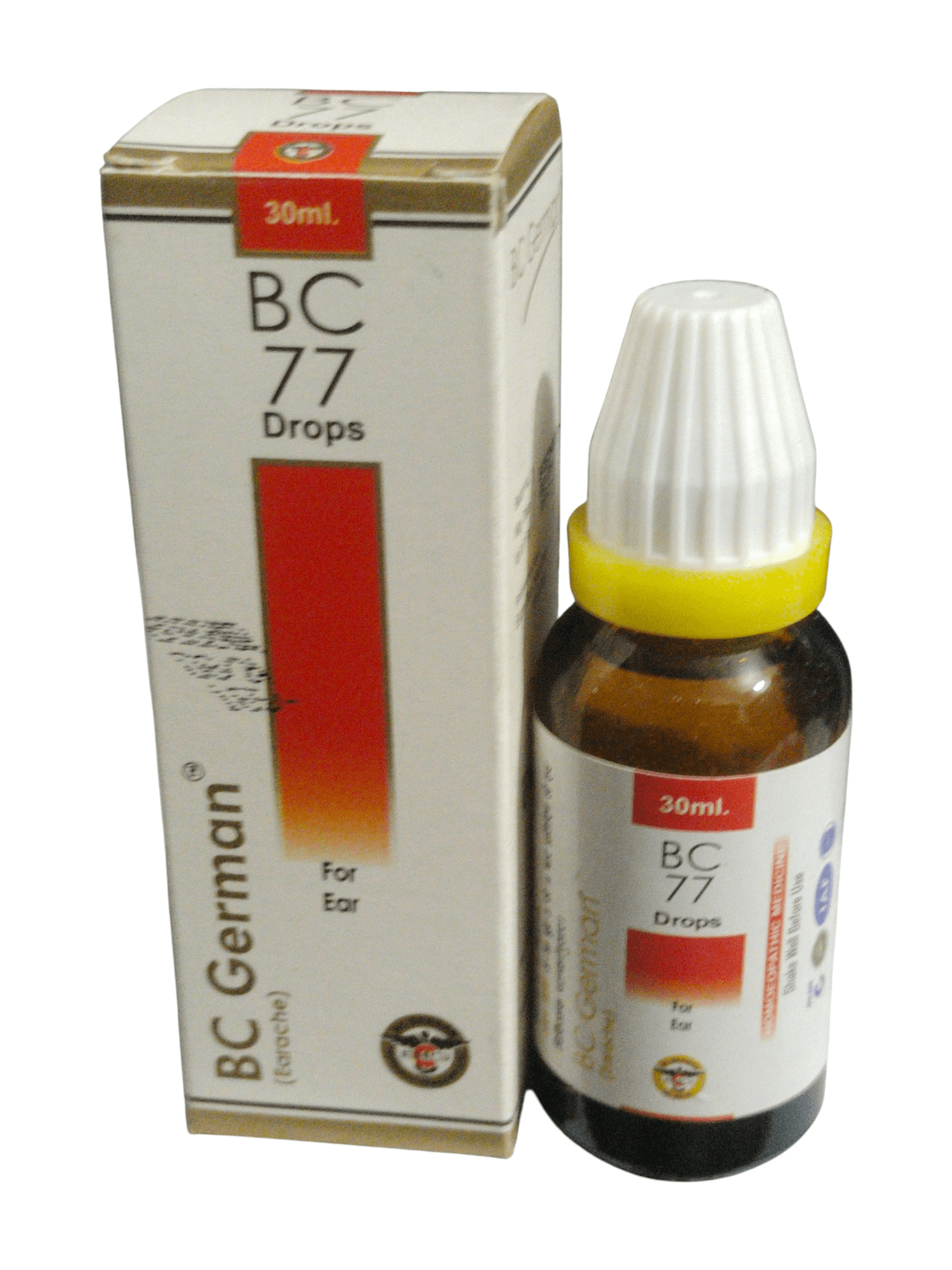 BC 77 Drops bottle and packaging on a white background