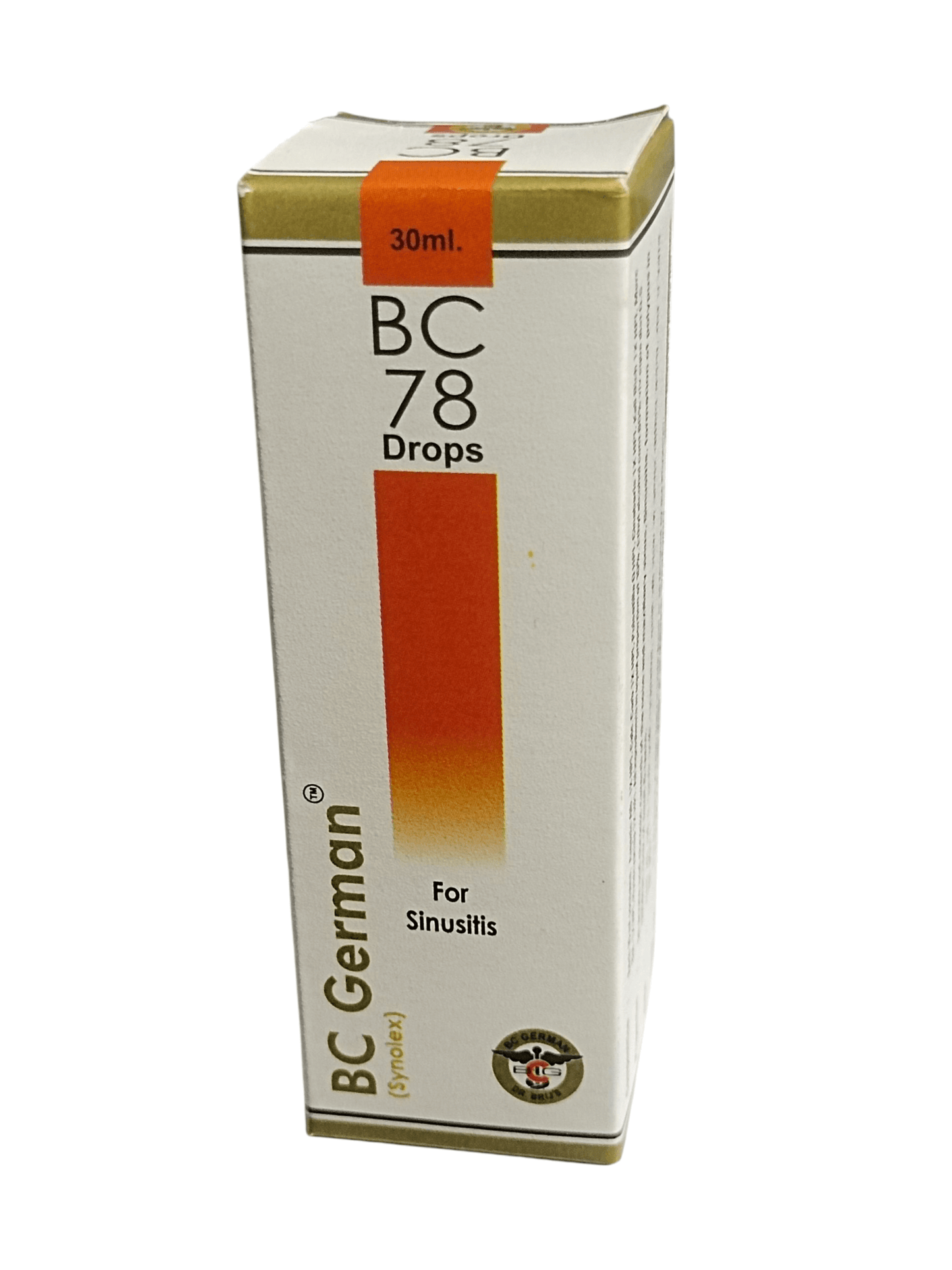 Box of BC German BC 78 Drops for sinusitis on a white background