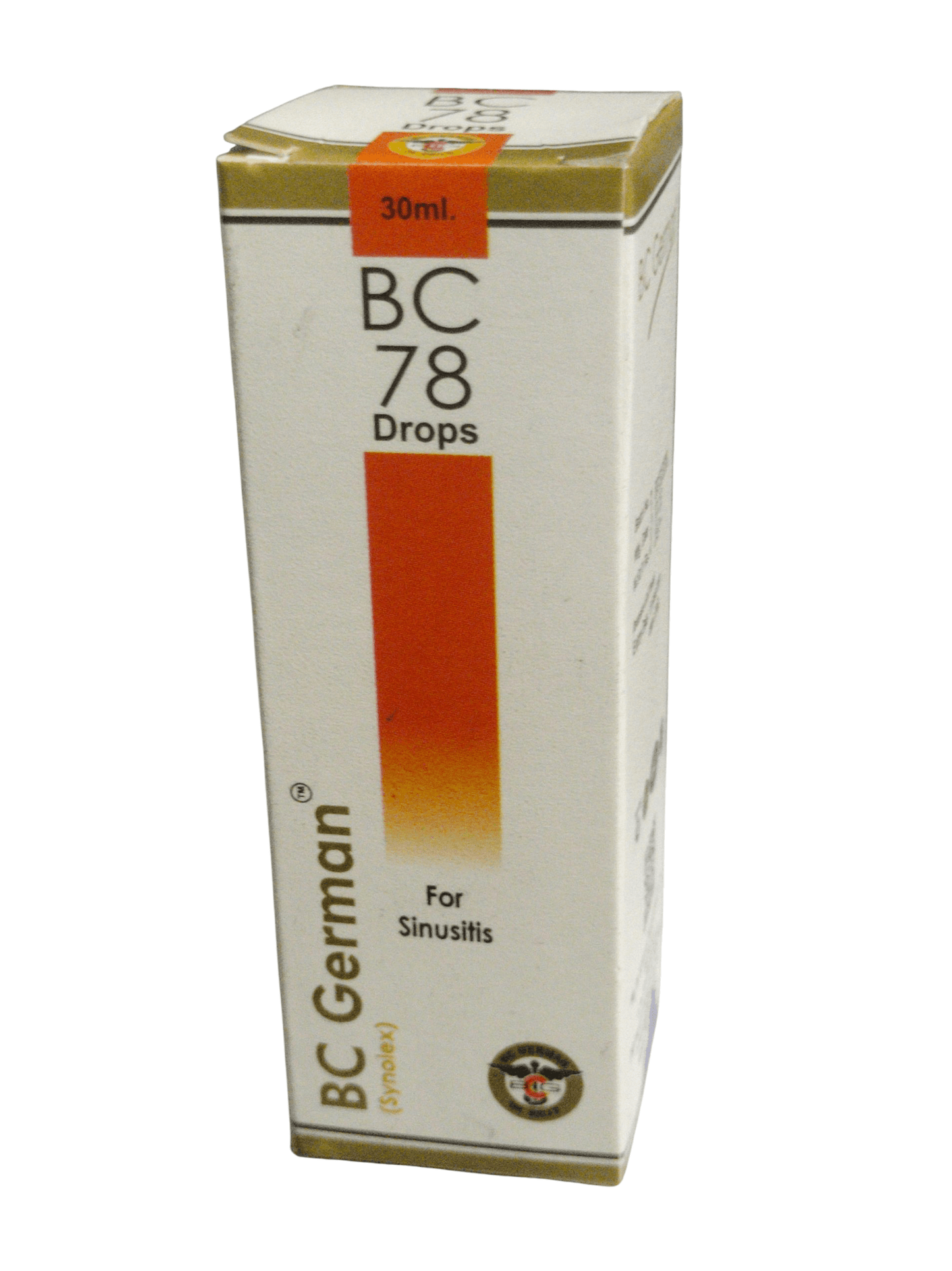 Box of BC German BC 78 Drops for Sinusitis on a white background