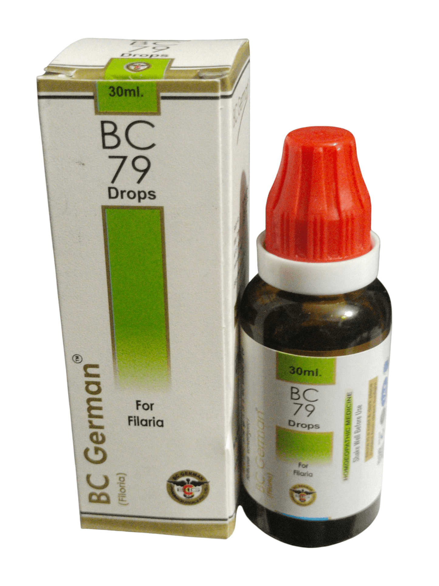 BC 79 Drops bottle with packaging on a white background