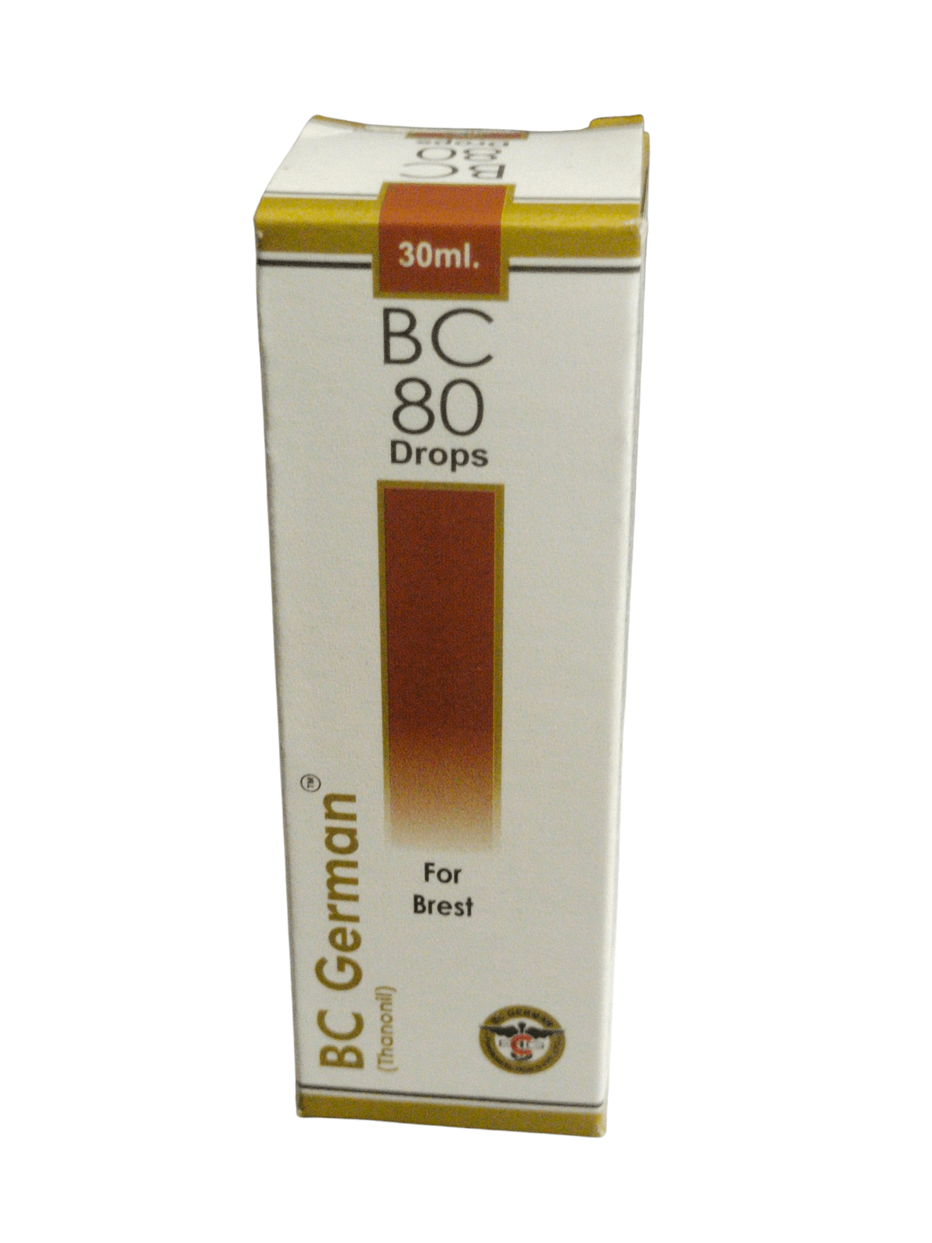 Box of BC German BC 80 Drops on a white background