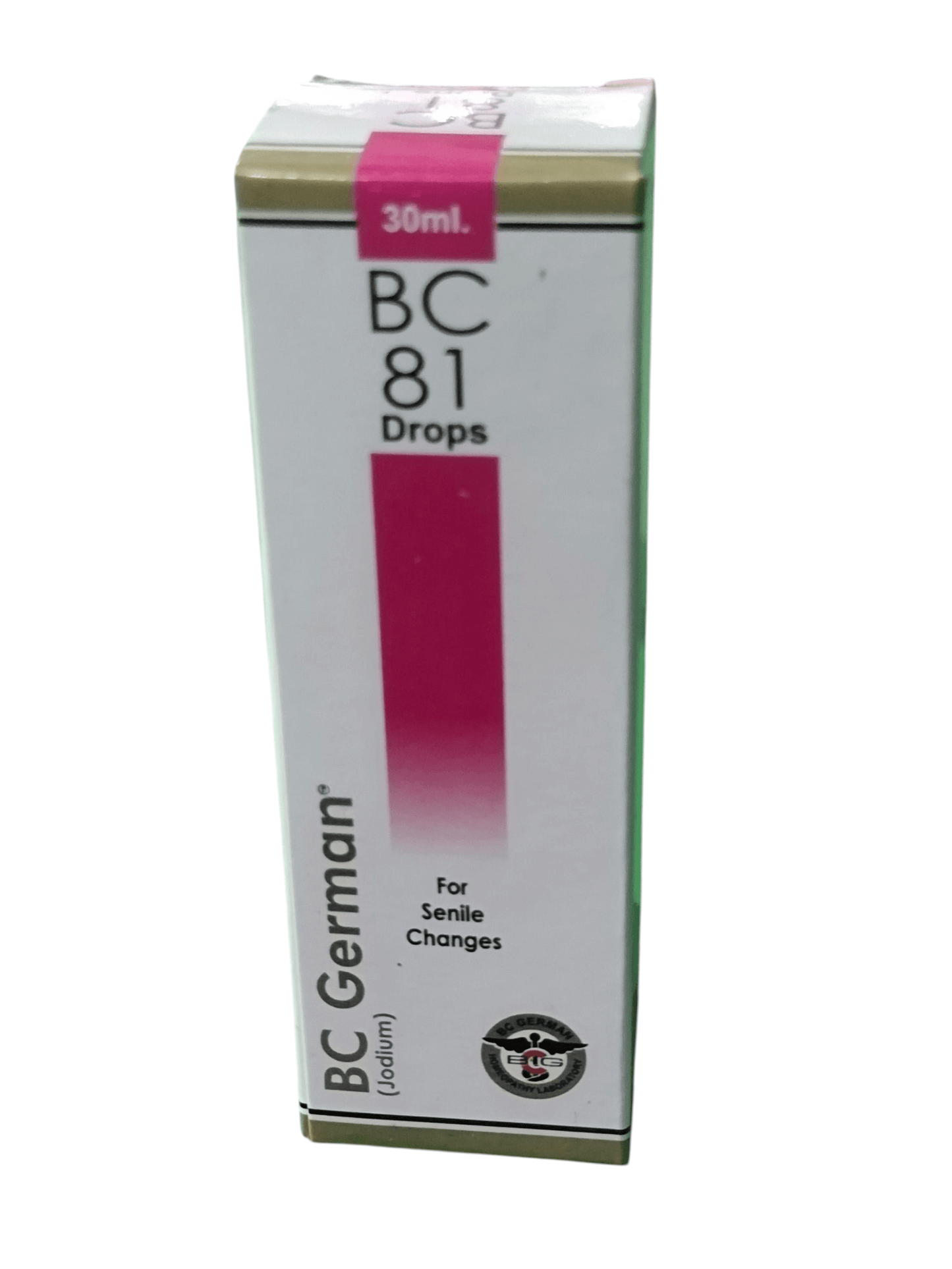 Box of BC German BC 81 Drops on a white background