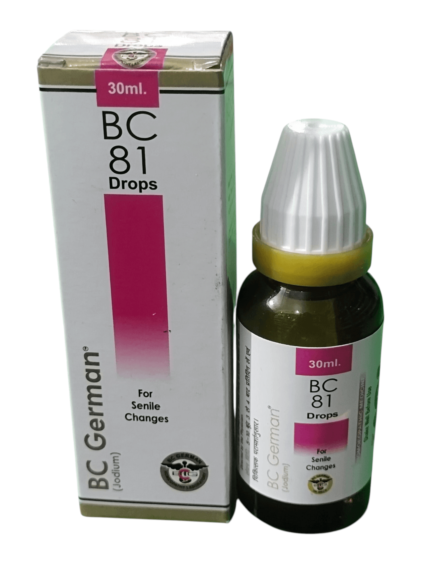 BC 81 Drops bottle and packaging on a white background