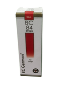 Box of BC German BC 84 Drops for cough on a white background