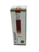 BC GERMAN 89 METRORRHAGIA DROPS HPMEOPATHIC MEDICINE 30ML bottle packaging for abnormal uterine bleeding remedy.