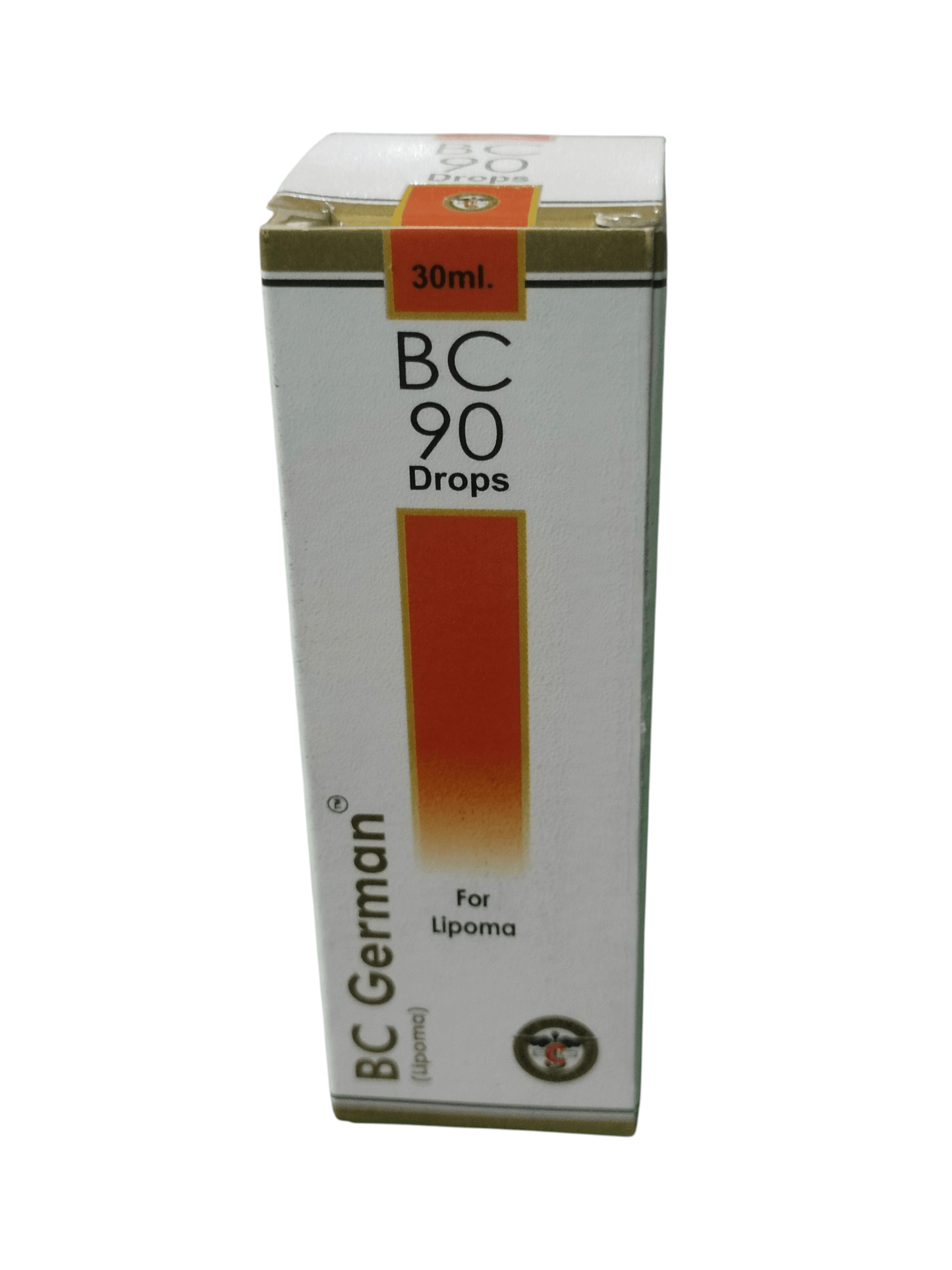 BC GERMAN 90 LIPOMA DROPS HOMEOPATHIC MEDICINE 30ML packaging side view.