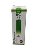 BC GERMAN 92 URIC ACID DROPS HOMEOPATHIC MEDICINE 30ML packaging showcasing product details
