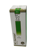 BC GERMAN 92 URIC ACID DROPS HOMEOPATHIC MEDICINE 30ML packaging view for uric acid relief.
