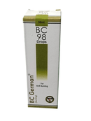 BC GERMAN 98 ANTI BURNING DROPS HOMEOPATHIC MEDICINE 30ML packaging with dosage details