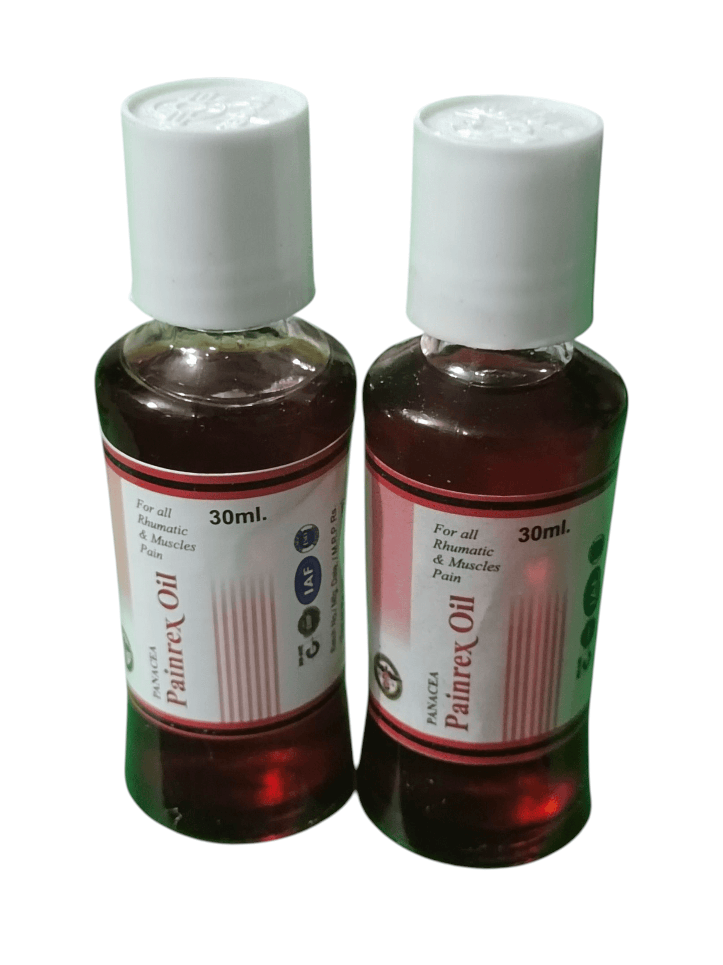 BC GERMAN PANACEA PAINREX OIL 110ML (PACK OF 2) bottles for effective pain relief from joint and muscular issues.
