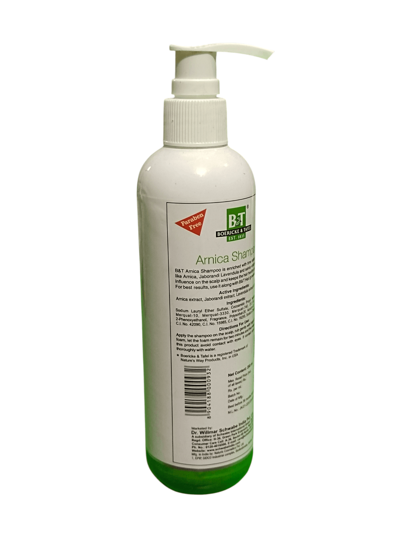B&T BOERICKE & TAFEL ARNICA SHAMPOO 200ML bottle with pump and instructions