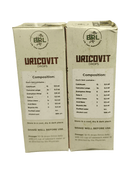 BRL URICOVIT DROPS HOMEOPATHIC MEDICINE 30ML product box showing composition and usage instructions.
