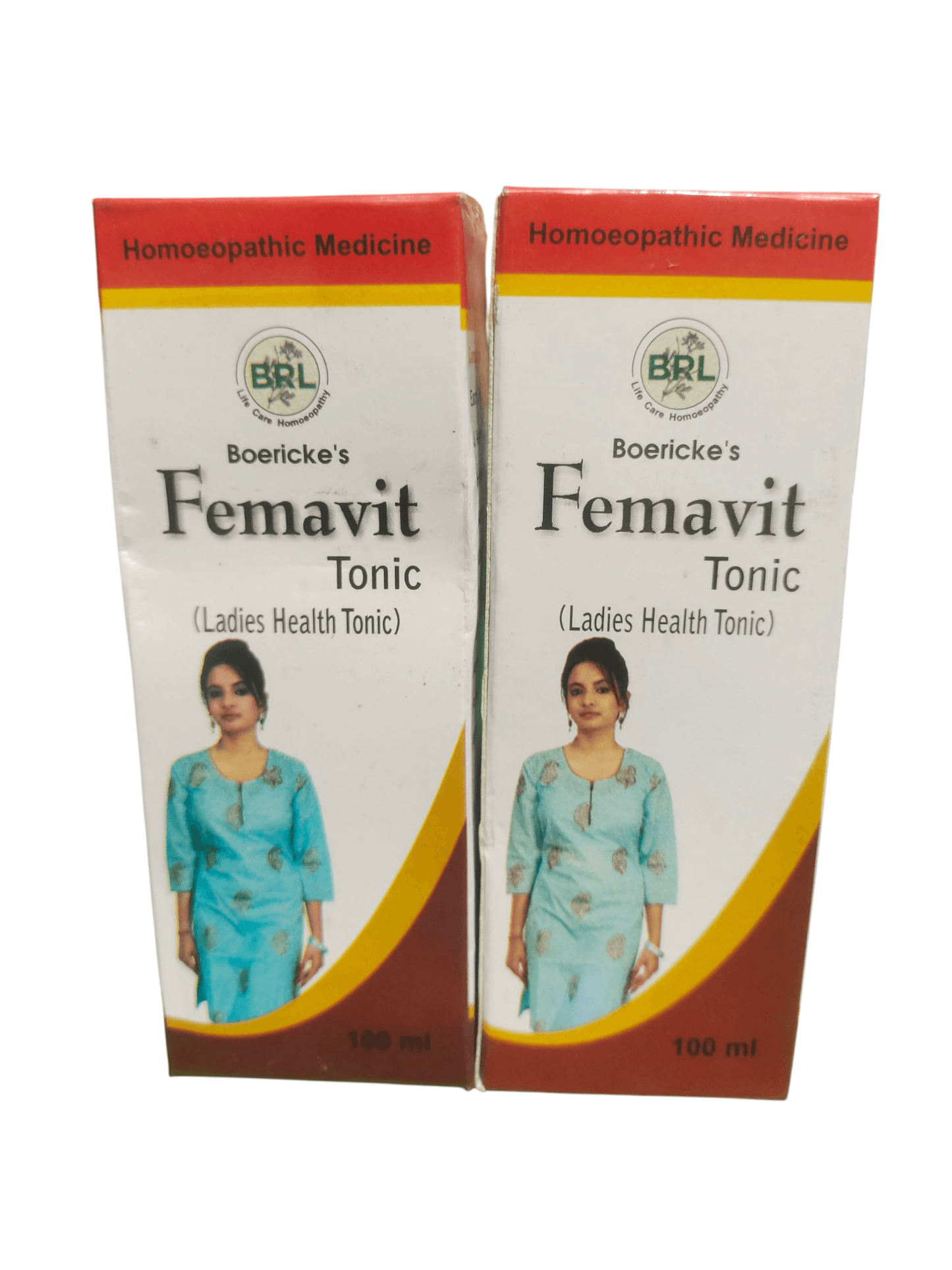 BRL FEMAVIT LADIES HEALTH TONIC HOMEOPATHIC MEDICINE 100ML. (PACK OF 2) displayed in packaging.