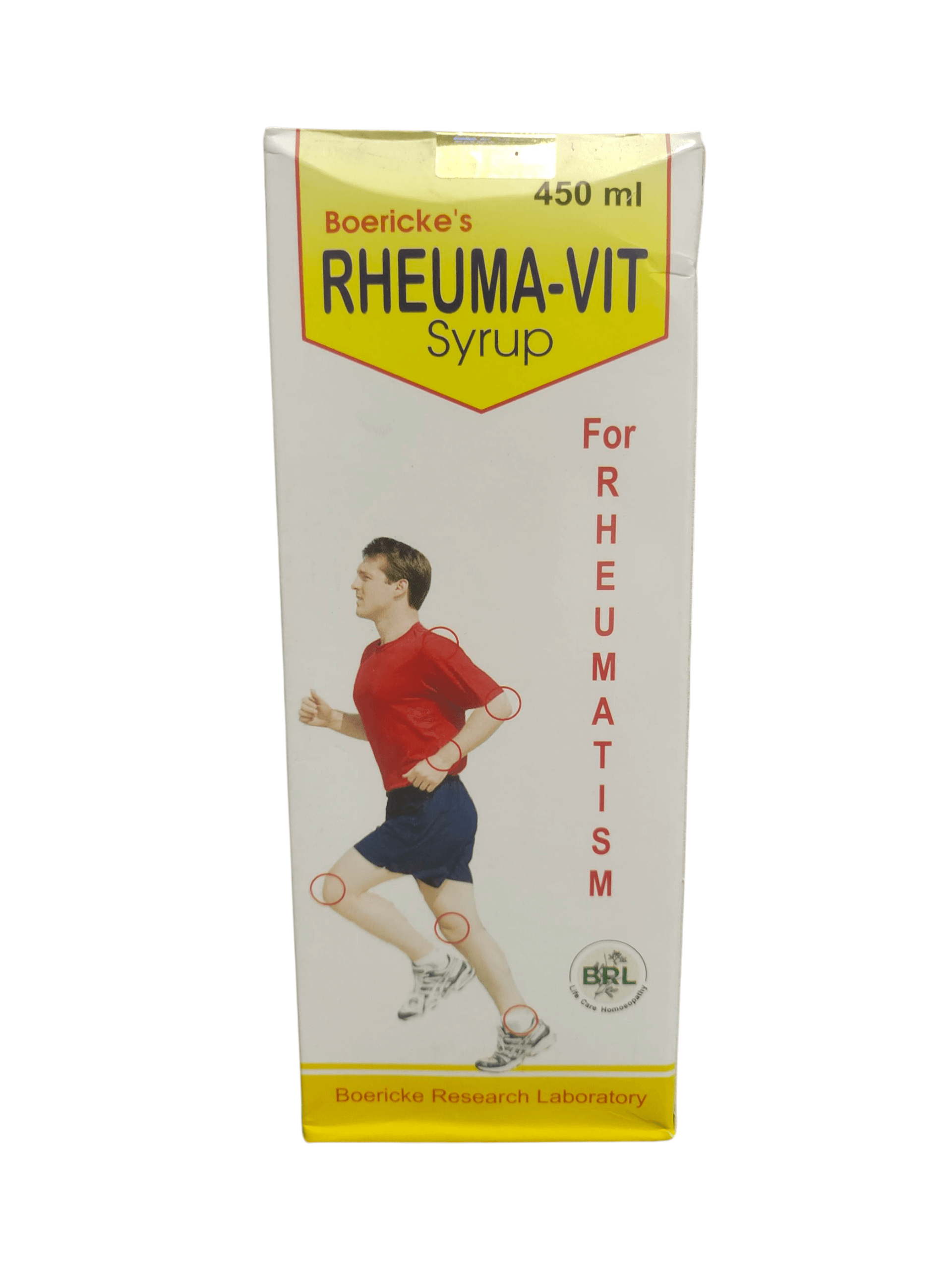 BRL RHEUMA-VIT SYRUP HOMEOPATHIC MEDICINE 450ML packaging for joint pain relief