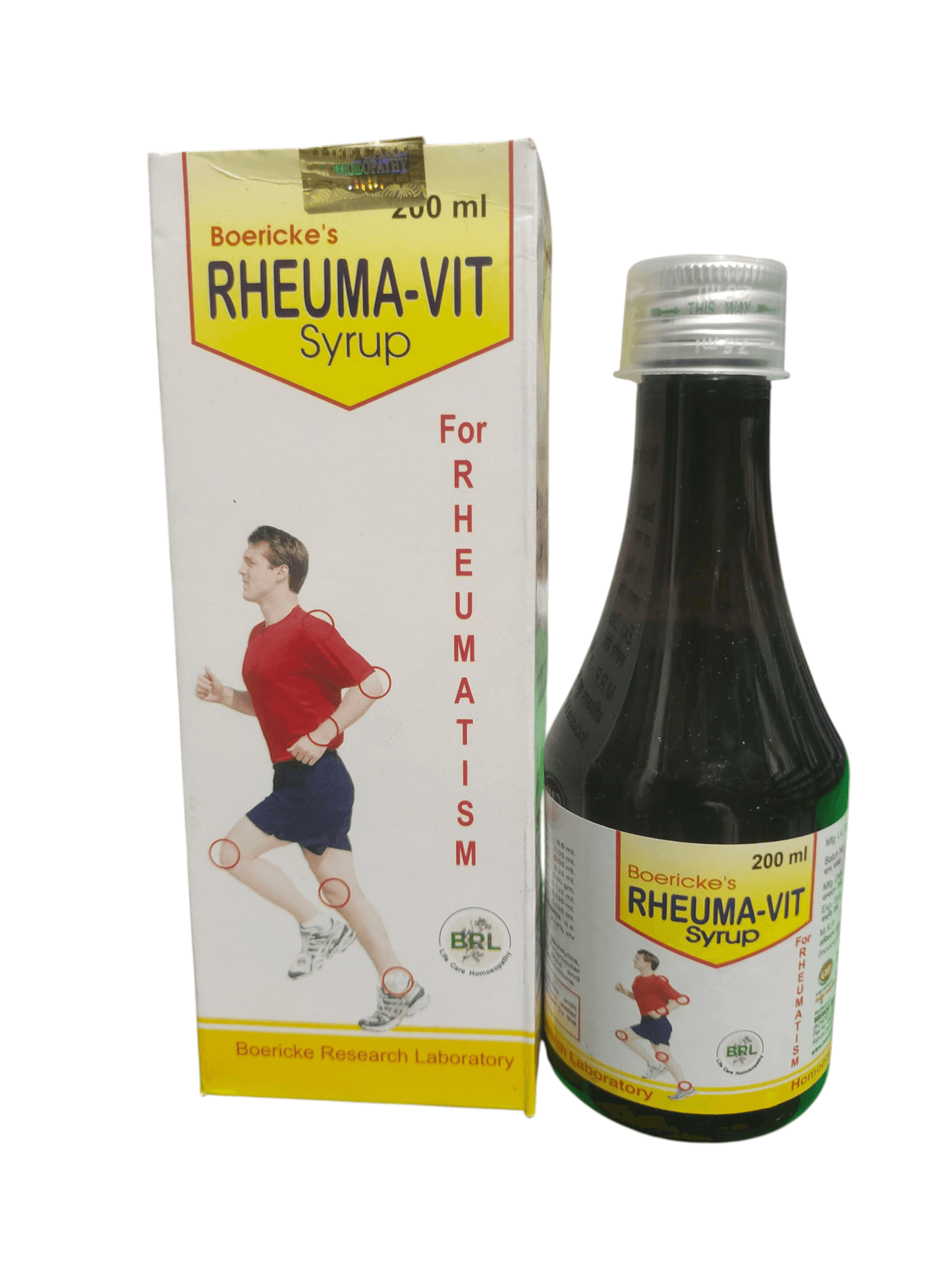 BRL RHEUMA-VIT SYRUP HOMEOPATHIC MEDICINE 450ML with packaging for joint pain relief.