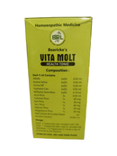 BRL VITA MOLT HEALTH TONIC HOMEOPATHIC MEDICINE 450gm box showing ingredients and usage instructions.