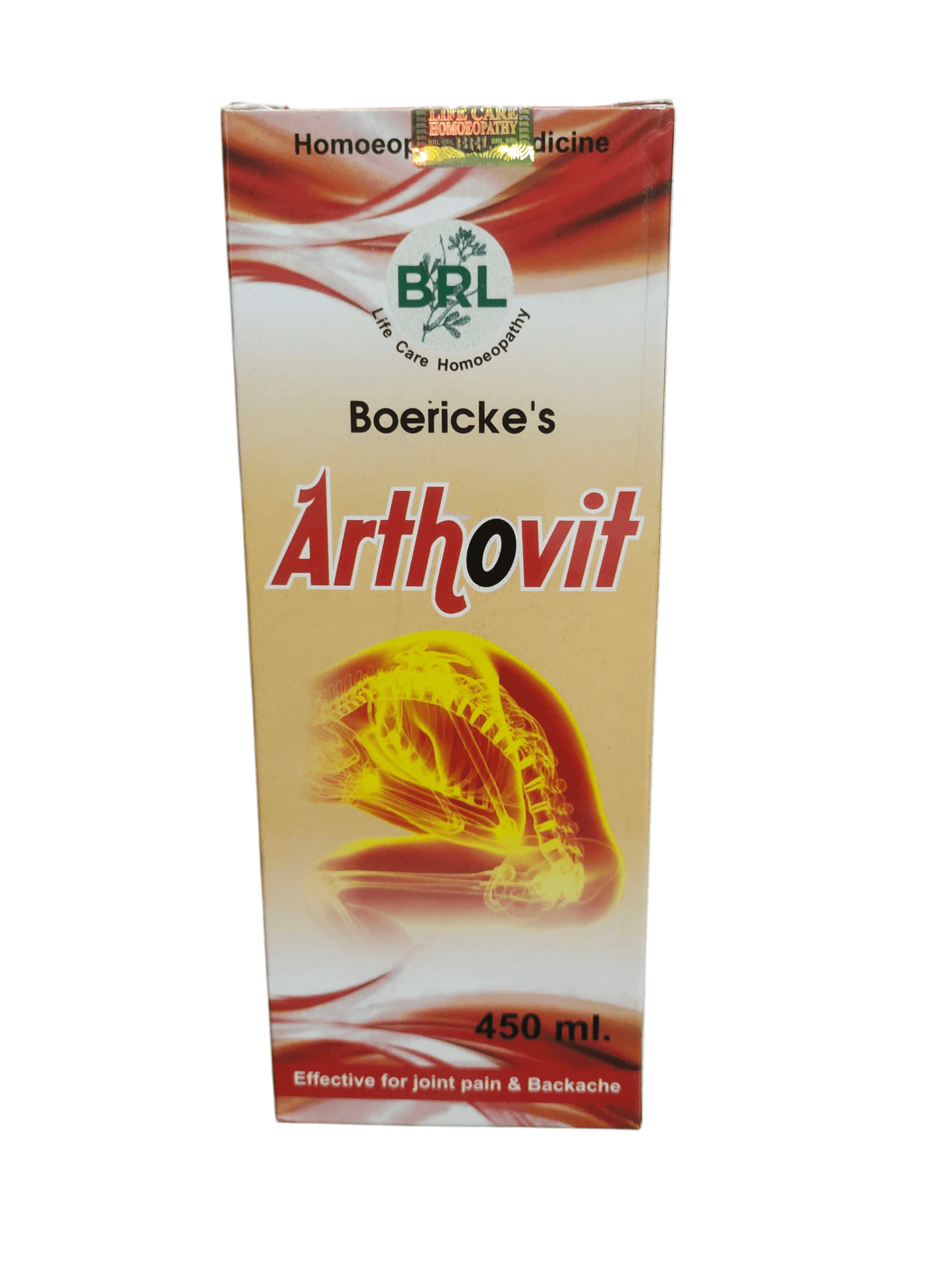 BRL ARTHOVIT SYRUP HOMEOPATHIC MEDICINE 450ML product packaging for joint pain relief