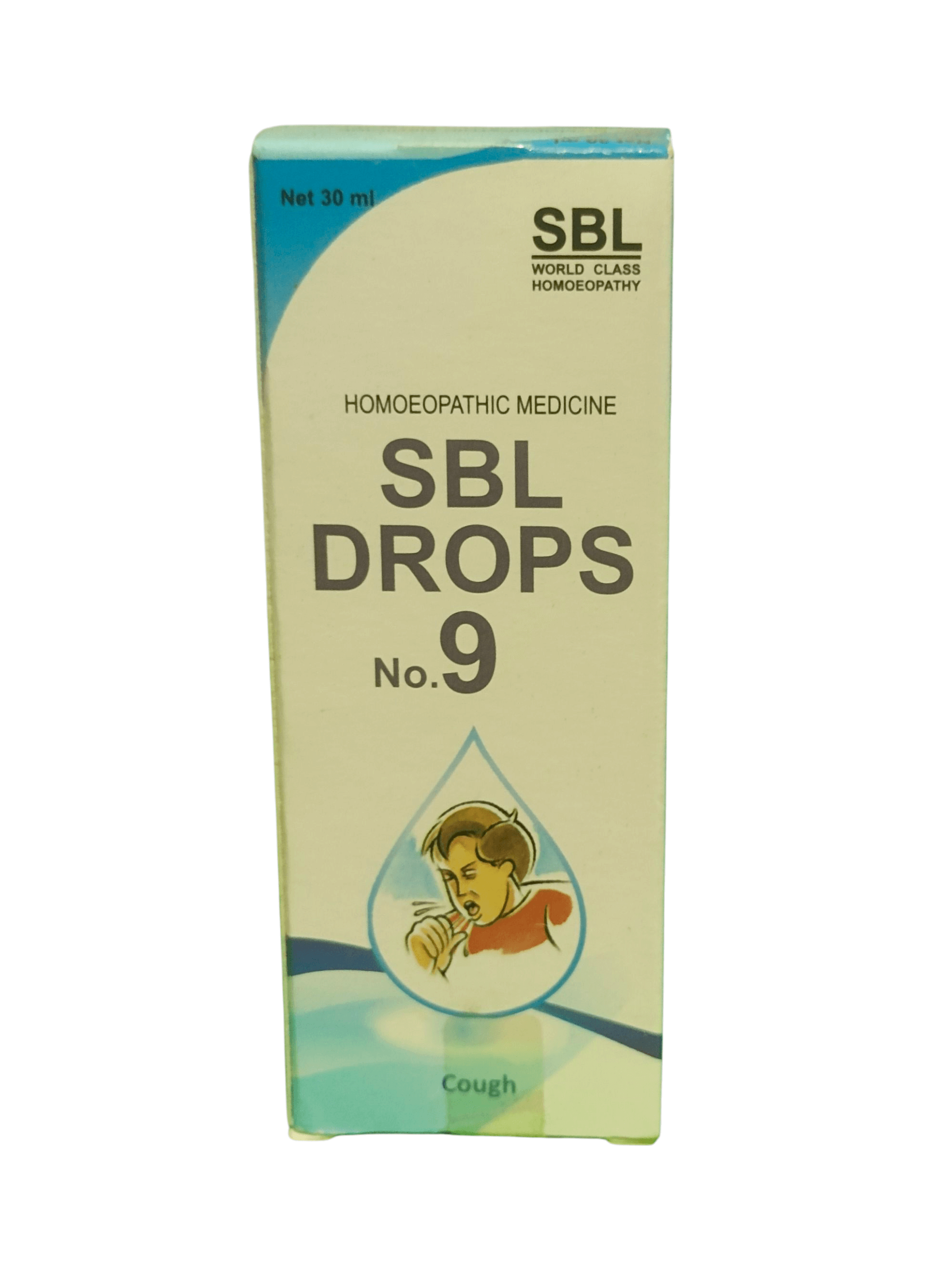 SBL Drops No. 9 homeopathic medicine packaging on a white background