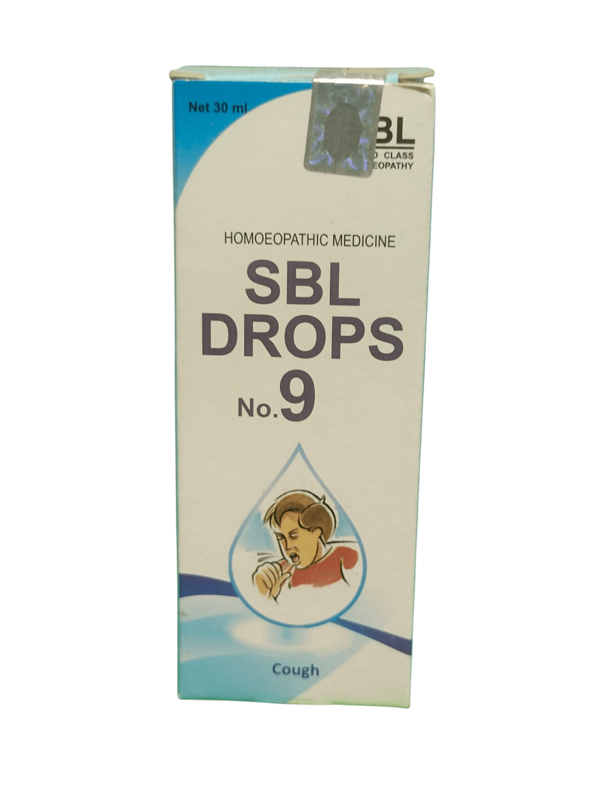 SBL Drops No. 9 homeopathic medicine packaging on a white background