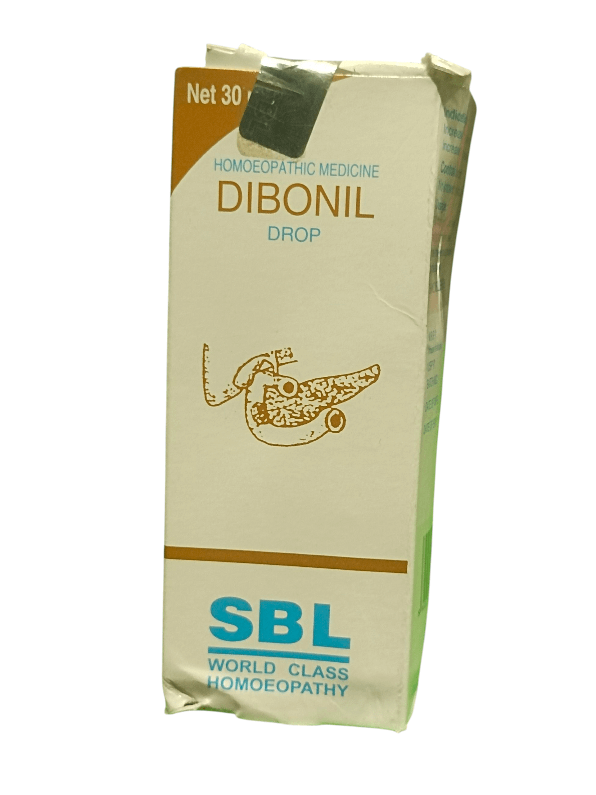 SBL DIBONIL DROPS HOMEOPATHIC MEDICINE 30ML packaging for diabetes management and overall health.