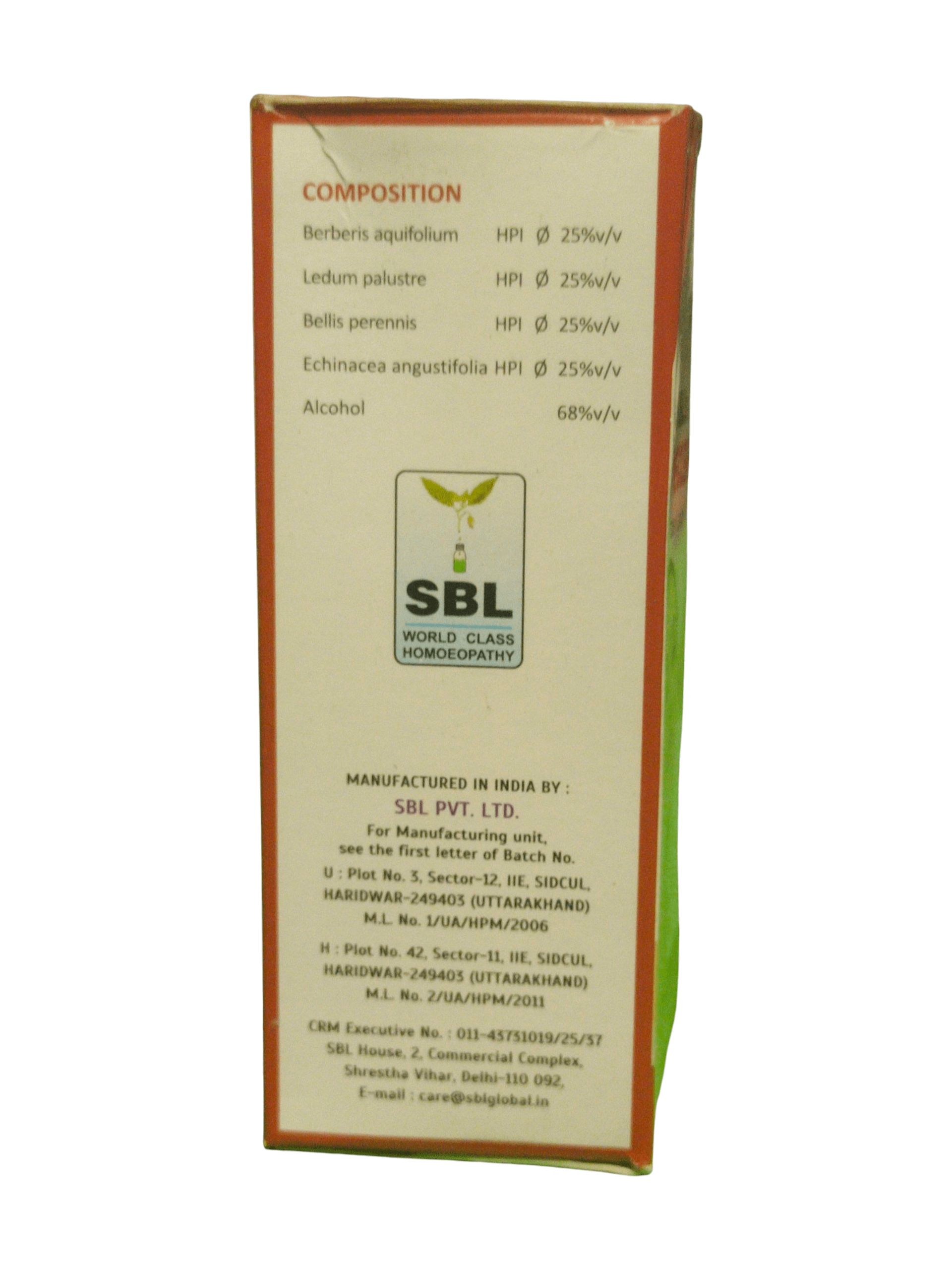 SBL WIPECLEAR ACNE LOTION HOMEOPATHIC MEDICINE 30ML ingredients list and composition details.