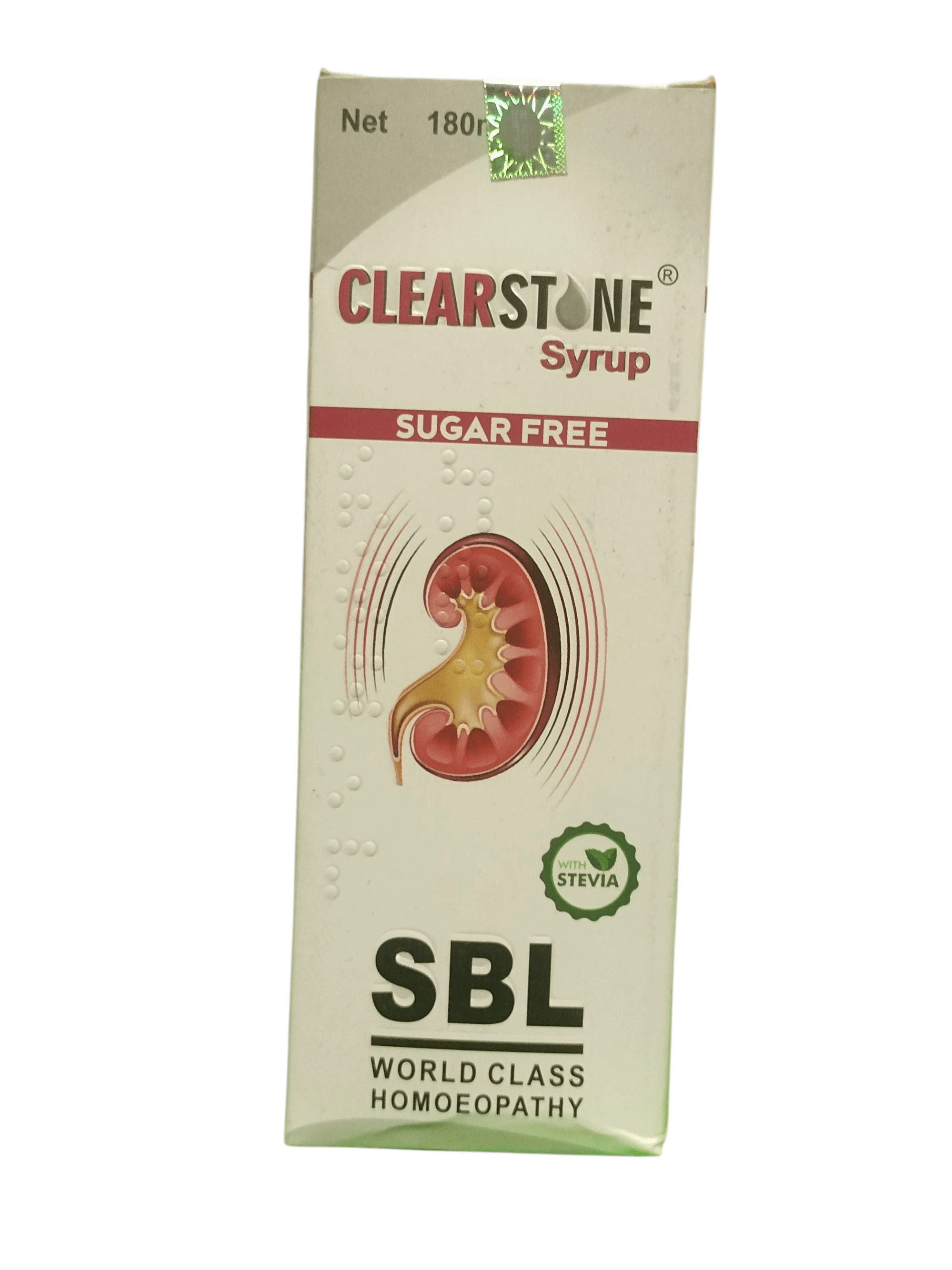 SBL CLEARSTONE SYRUP SUGAR FREE HOMEOPATHIC MEDICINE 200ML packaging with kidney illustration