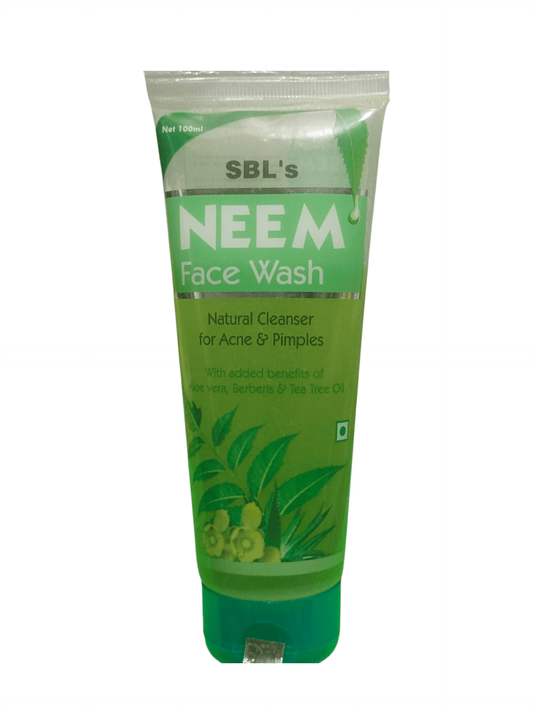 SBL NEEM FACE WASH HOMEOPATHIC MEDICINE 100ML tube with natural ingredients for clear skin