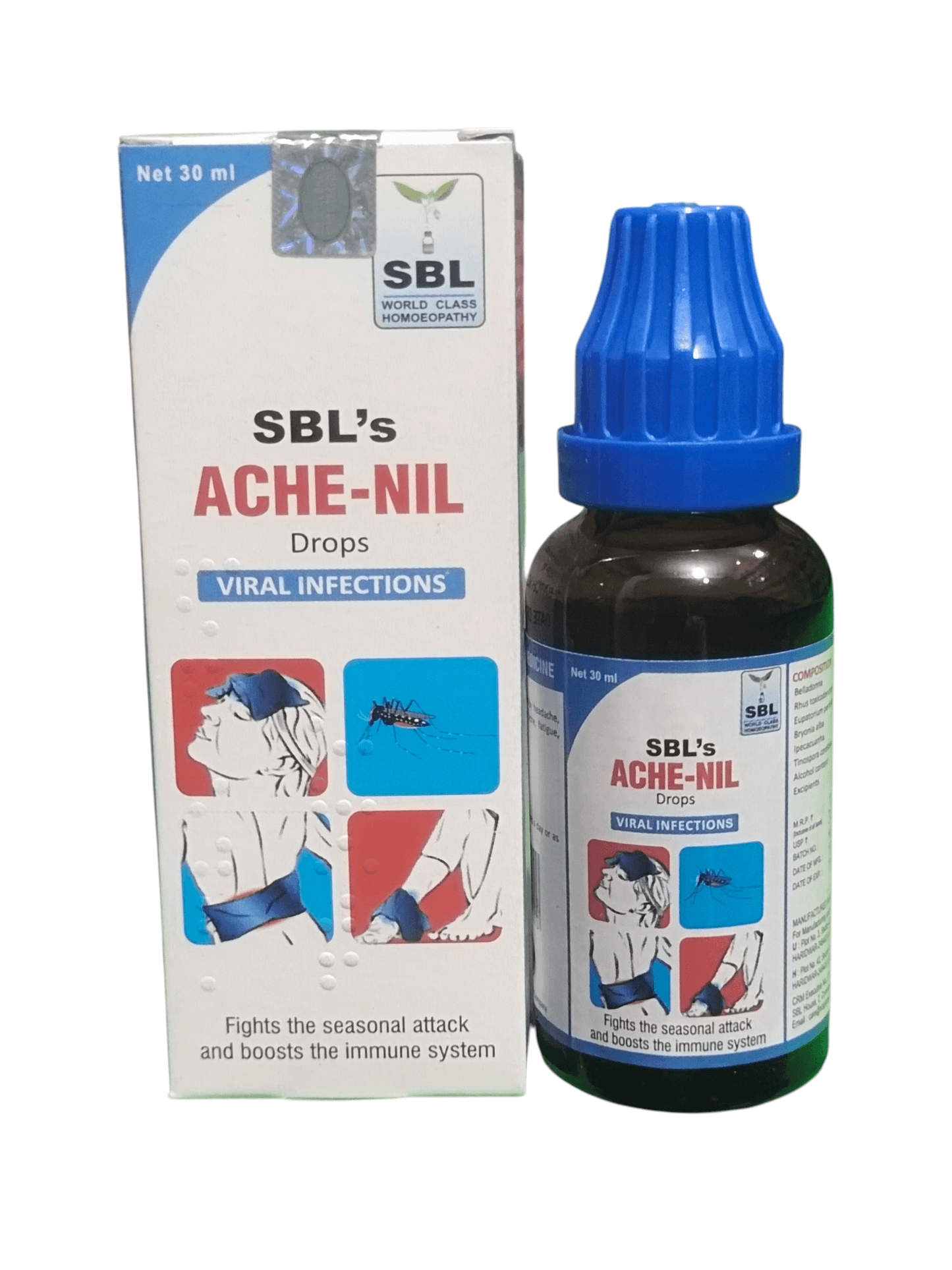 SBL ACHE-NIL DROPS FOR VIRAL IONFECTION HOMEOPATHIC MEDICINE 30ML - Homeopathic medicine for viral infections.