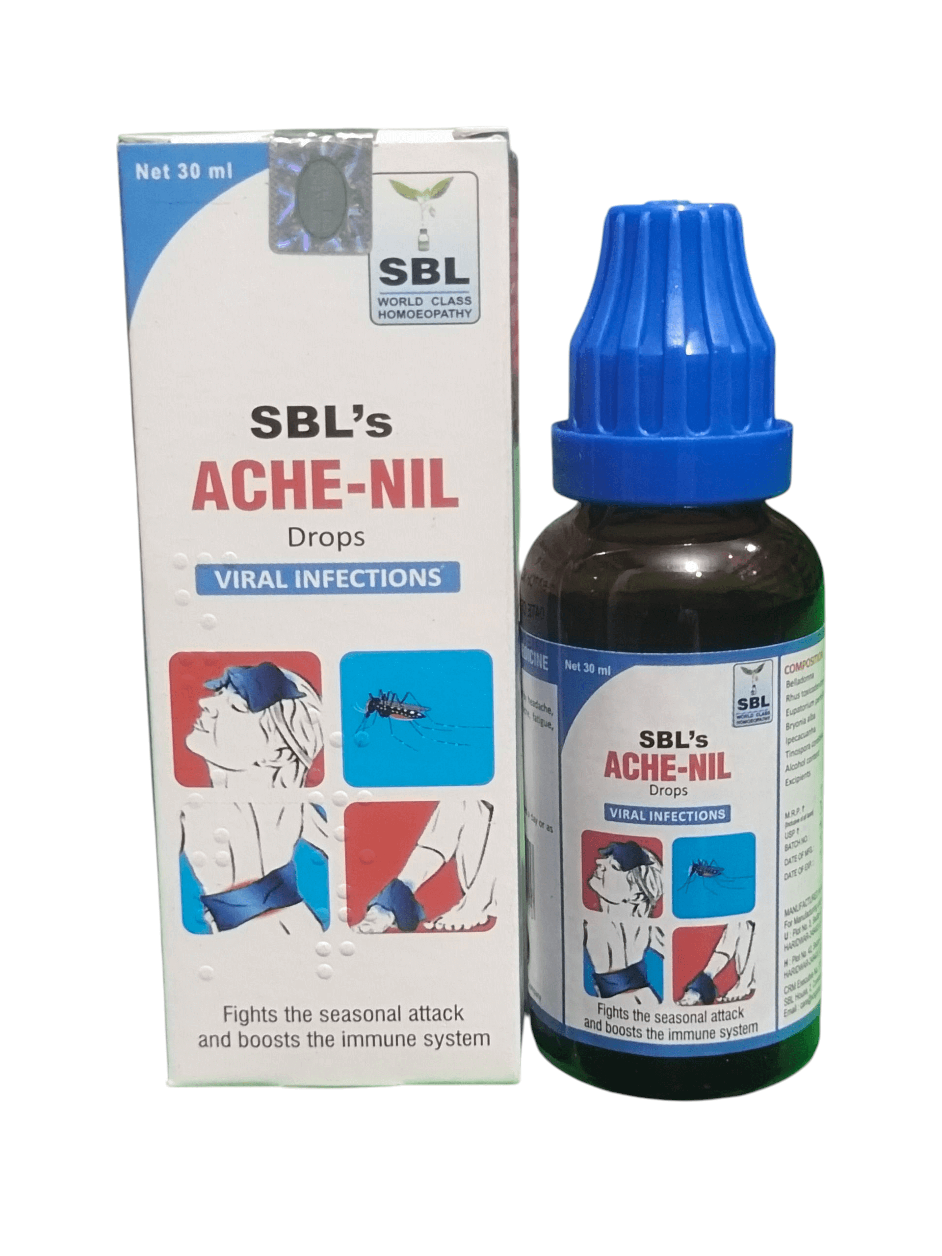 SBL ACHE-NIL DROPS FOR VIRAL IONFECTION HOMEOPATHIC MEDICINE 30ML - Homeopathic medicine for viral infections.