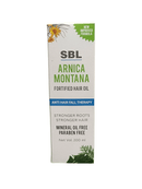 SBL ARNICA MONTANA FORTIFIED HAIR OIL HOMEOPATHIC MEDICINE 200ML product packaging highlighting stronger hair.
