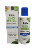 SBL ARNICA MONTANA FORTIFIED HAIR OIL HOMEOPATHIC MEDICINE 200ML with packaging and product details.