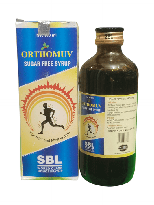 SBL ORTHOMUV SUGAR FREE SYRUP FOR JOINT AND MUSCLES PAIN HOMEOPATHIC MEDICINE 180ML.