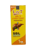 SBL LIV-T LIVER TONIC PAEDIATRIC HOMEOPATHIC MEDICINE 115ML packaging featuring liver health benefits for children.