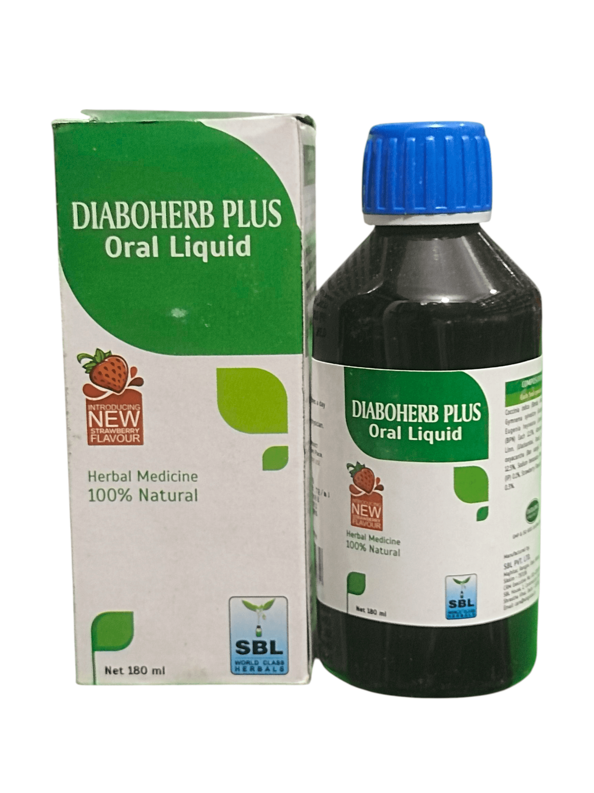 SBL DIABOHERB PLUS ORAL LIQUID HOMEOPATHIC MEDICINE 180ML in a bottle with packaging.