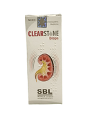 SBL CLEARSTONE DROPS HOMEOPATHIC MEDICINE 30ML packaging for kidney stones and urinary discomfort.