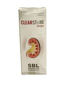 SBL CLEARSTONE DROPS HOMEOPATHIC MEDICINE 30ML packaging for kidney stones and urinary discomfort relief.