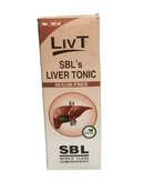SBL LIVT SUGAR FREE LIVER TONIC HOMEOPATHIC MEDICINE 180ML packaging showing liver support features.
