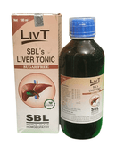 SBL LIVT SUGAR FREE LIVER TONIC HOMEOPATHIC MEDICINE 180ML bottle and packaging for liver health support.