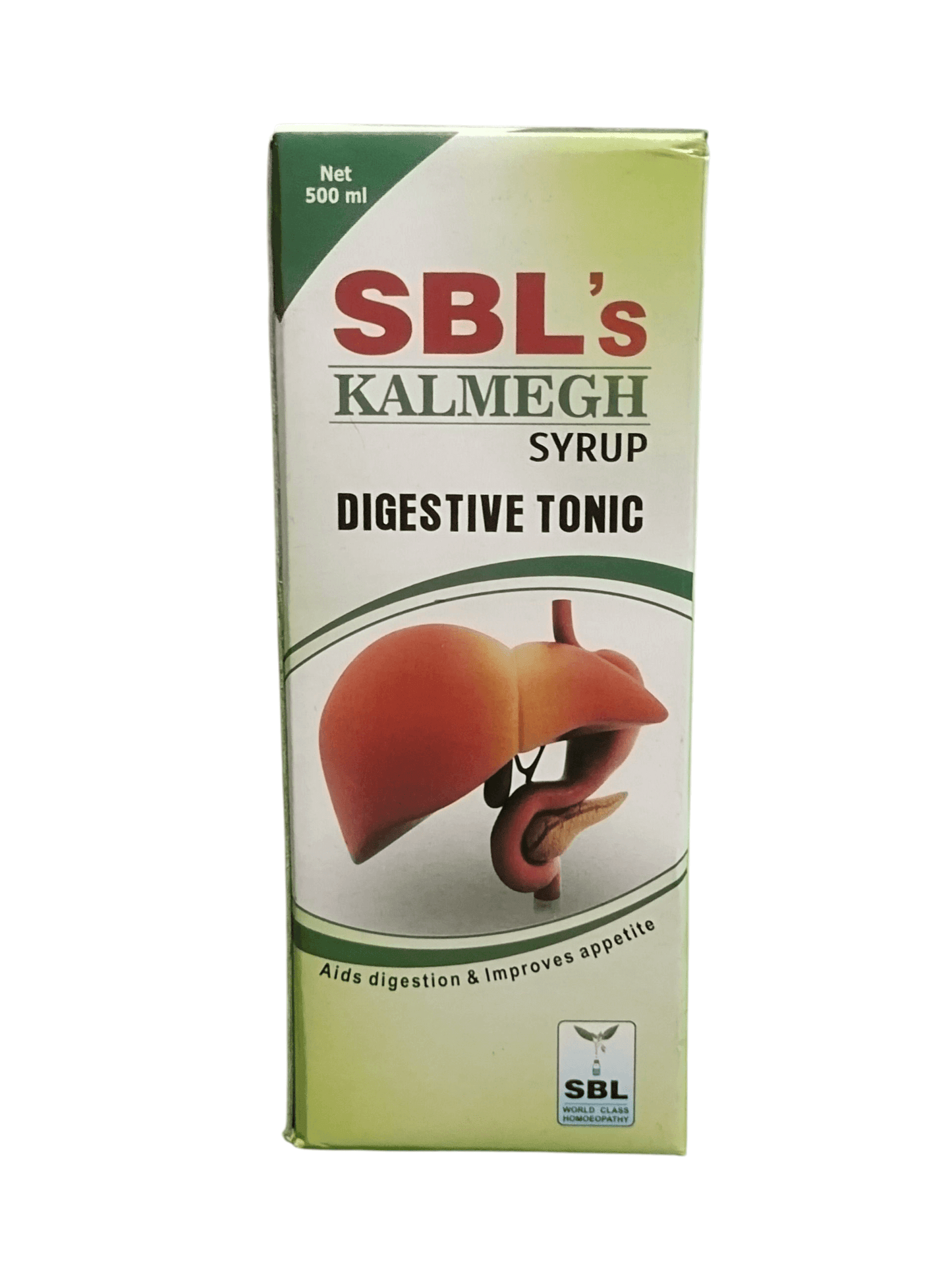 SBL KALMEGH SYRUP DIGESTIVE TONIC HOMEOPATHIC MEDICINE 500ML packaging with liver illustration