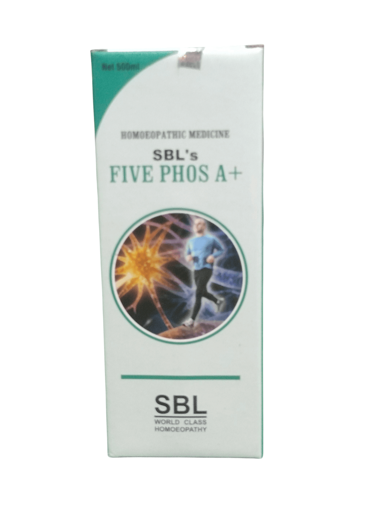 SBL FIVE PHOS A+ SYRUP HOMEOPATHIC MEDICINE 500ML product packaging with nerve and energy imagery