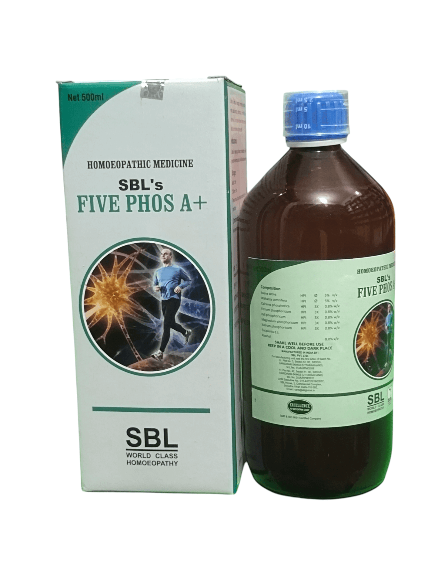 SBL FIVE PHOS A+ SYRUP HOMEOPATHIC MEDICINE 500ML bottle with packaging