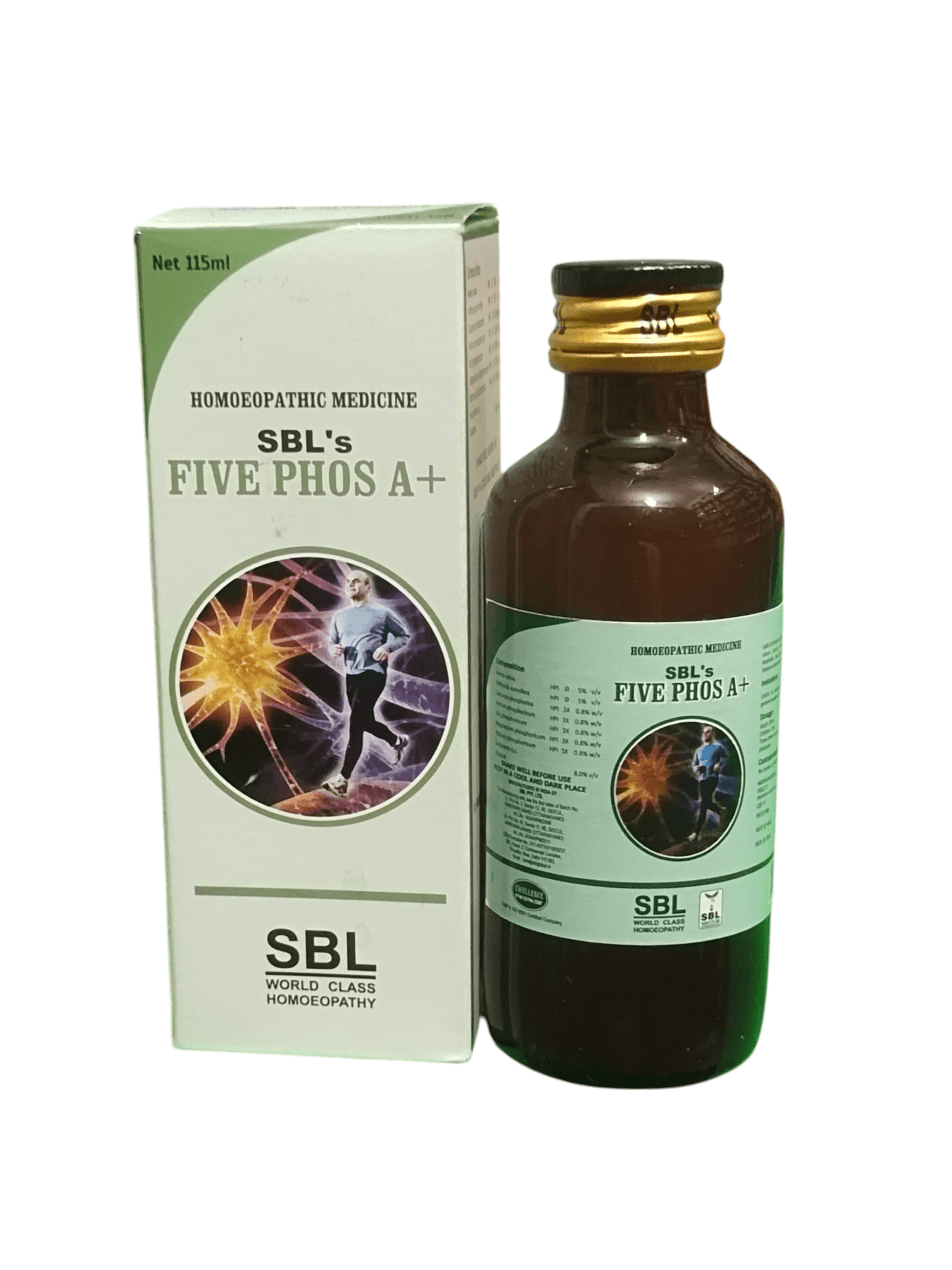 SBL FIVE PHOS A+ SYRUP HOMEOPATHIC MEDICINE 500ML in a bottle with packaging