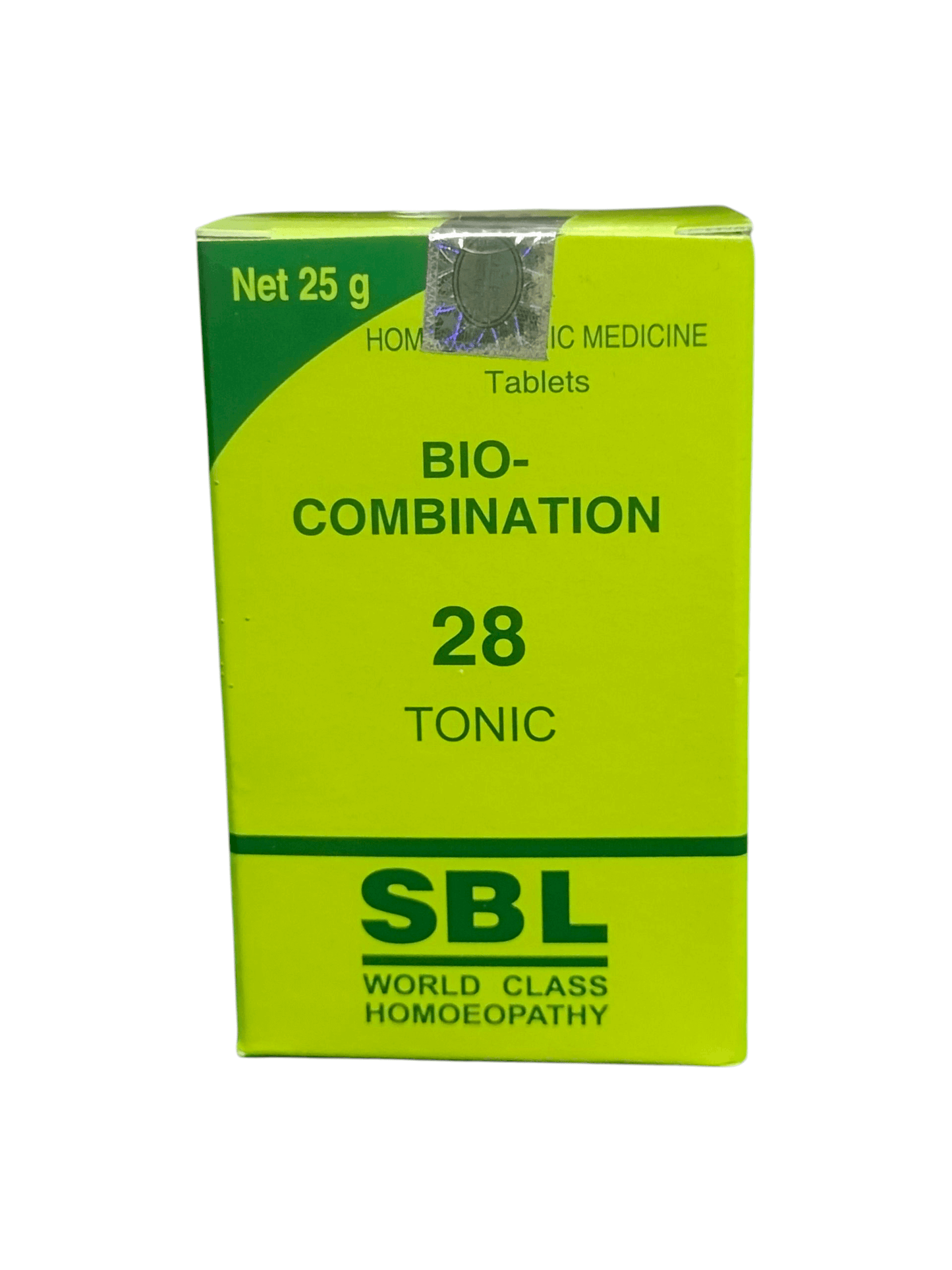 SBL BIOCOMBINATION NO. 28 TONIC TABLET HOMEOPATHIC MEDICINE 25g packaging showing front view with vibrant colors.