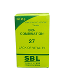 SBL BIOCOMBINATION NO.27 LACK OF VITALITY TABLET HOMEOPATHIC MEDICINE 25g packaging image.