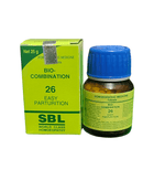 SBL BIOCOMBINATION NO.26 EASY PARTURITION TABLET HOMEOPATHIC MEDICINE 25g in packaging with bottle.