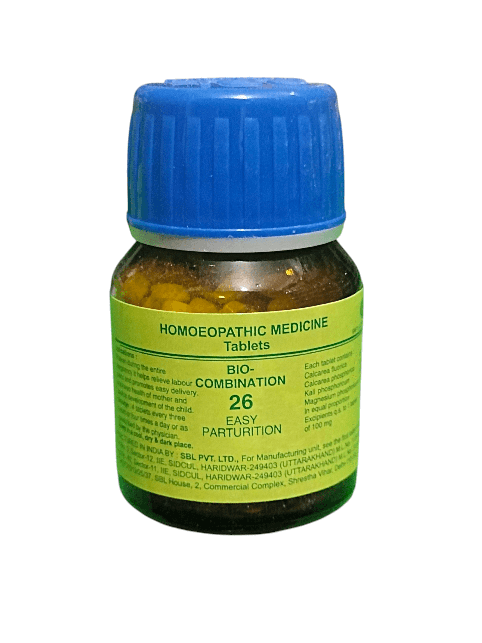 SBL BIOCOMBINATION NO.26 EASY PARTURITION TABLET HOMEOPATHIC MEDICINE 25g bottle image