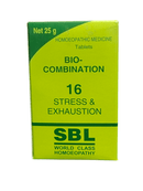 SBL BIOCOMBINATION NO.16 STRESS AND EXHAUSTION TABLET HOMEOPATHIC MEDICINE 25G 25g