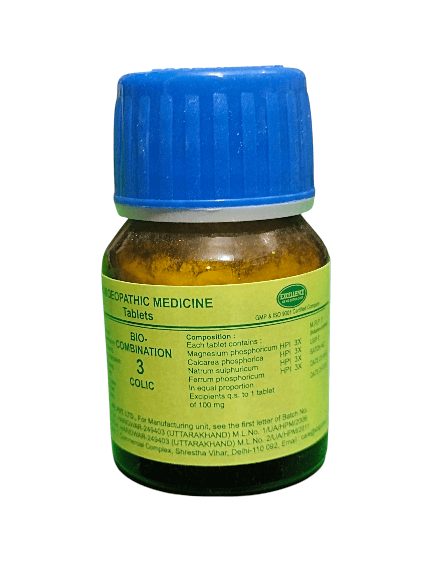 SBL BIOCOMBINATION NO. 3 COLIC HOMEOPATHIC MEDICINE 25G bottle with blue cap