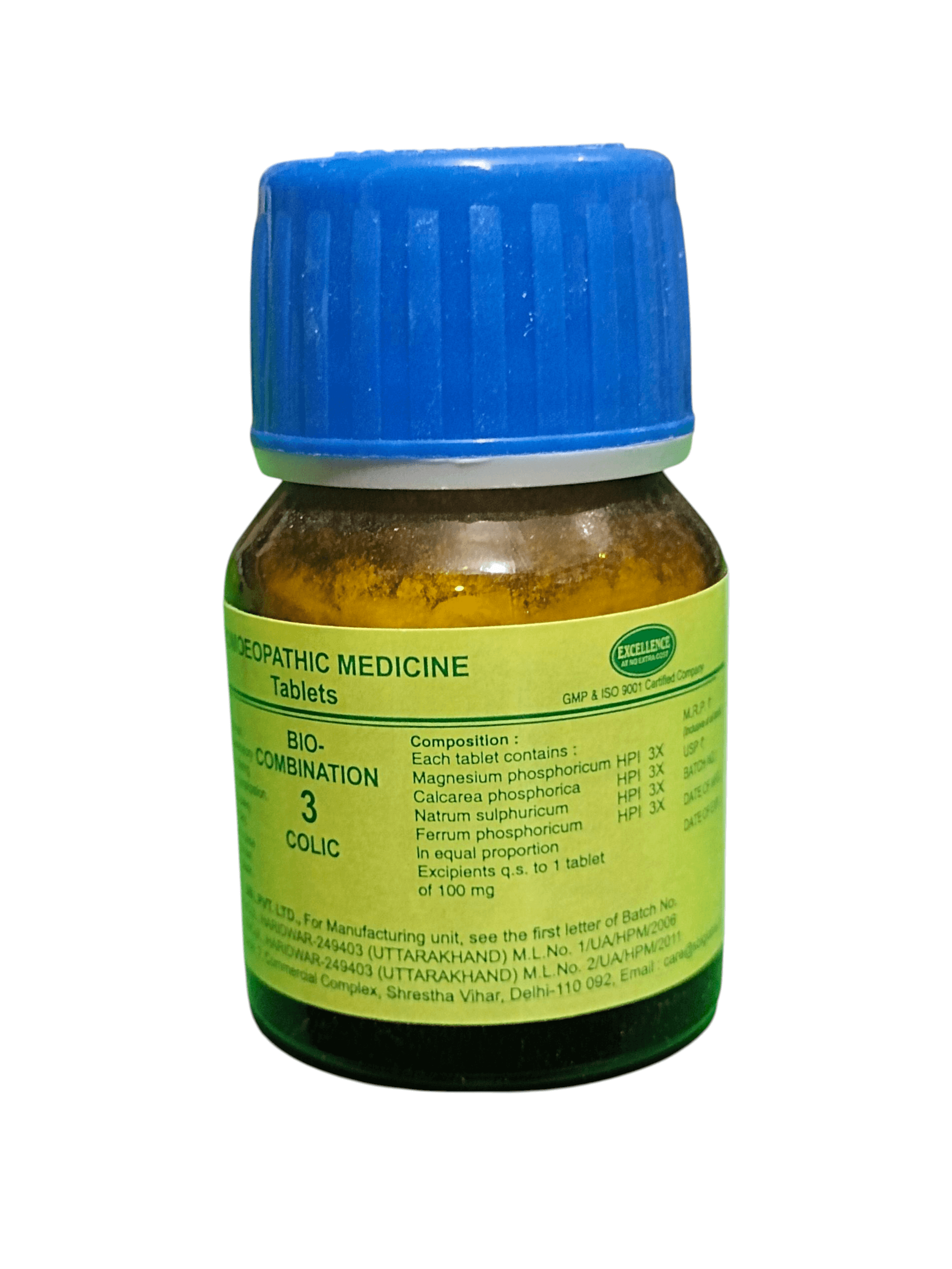 SBL BIOCOMBINATION NO. 3 COLIC HOMEOPATHIC MEDICINE 25G bottle with blue cap